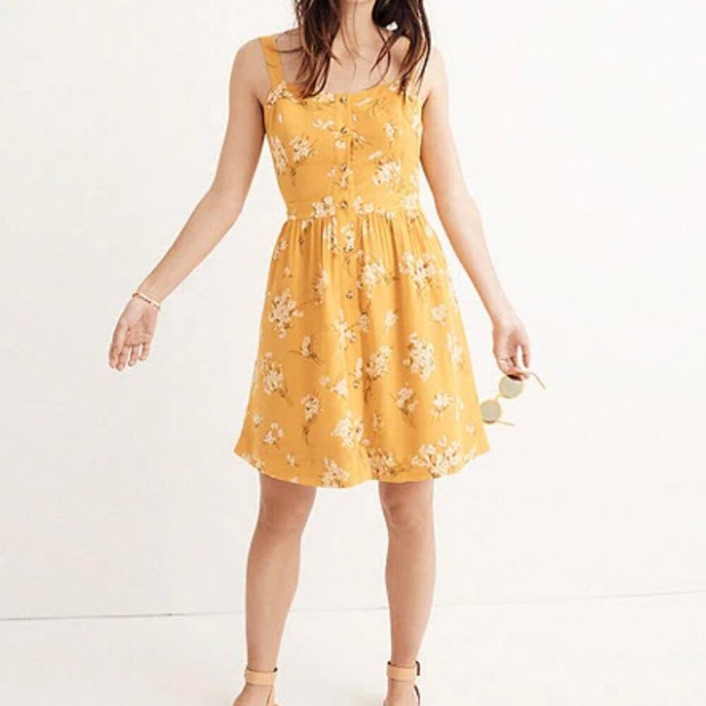 Madewell Mustard Floral Mini Dress